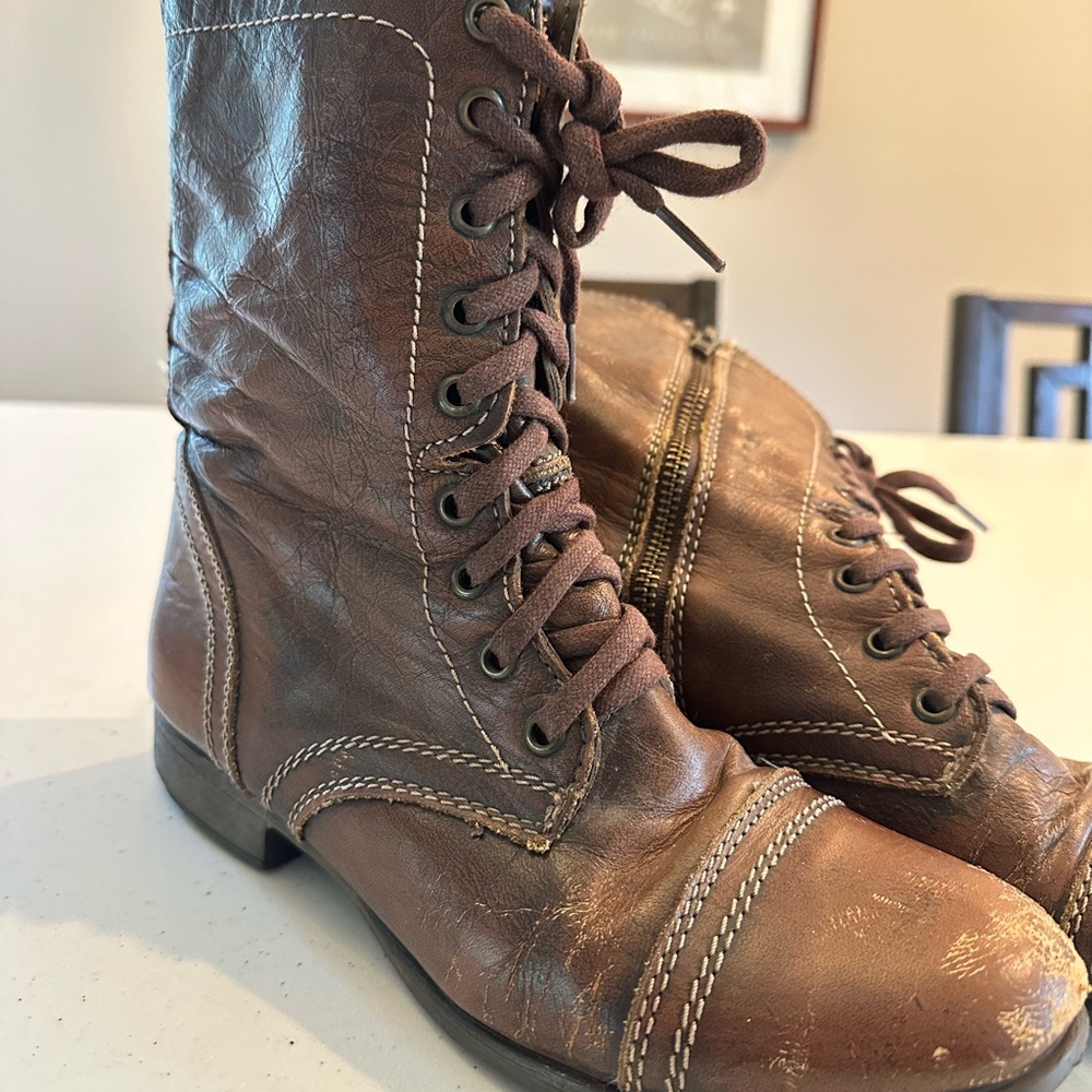 Steve Madden Leather Troopa Combat Boots